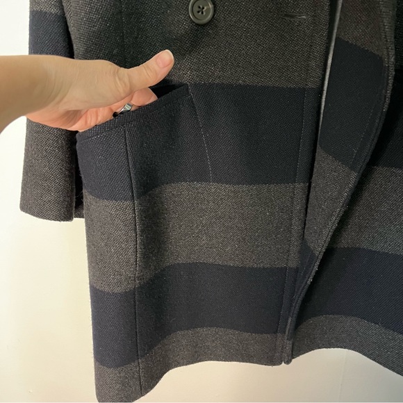 J. Crew Navy & Gray Rugby Stripe Wool Peacoat - Picture 5 of 14